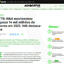 TTR: M&A movimentou quase 14 mil milhes de euros em 2023. VdA destaca-se